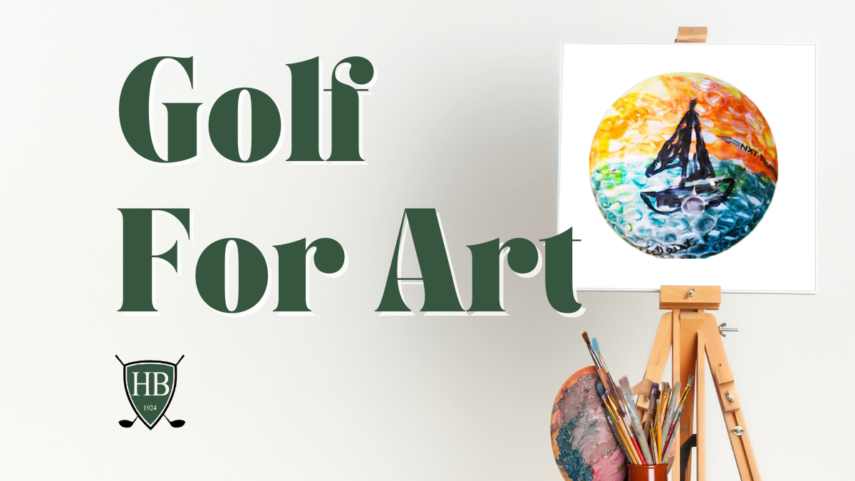 Golf For Art with painting of golf ball